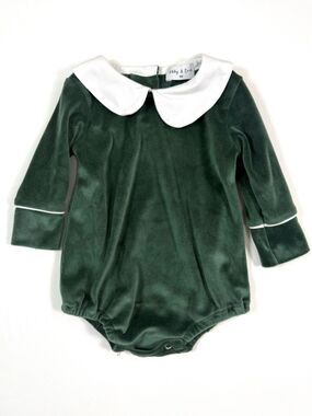 ABBY AND EVIE Baby Girl Romper 3M Velour Peter Pan Collar Classic Christmas